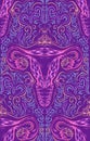 Seamless neon pattern with contour sketch of the uterus with flower and decoration. Healthy female body. Woman power. Uterus