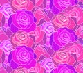 Seamless neon texture with roses. The day of the Dead. Vector pattern
