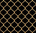 Seamless net rabitz fence pattern. Golden metal wire mesh background. Royalty Free Stock Photo