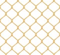 Seamless net rabitz fence pattern. Golden metal wire mesh background. Royalty Free Stock Photo