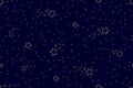 Seamless night sky pattern with shining stars and midnight blue background
