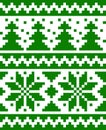 Seamless nordic pattern with stars and fir-trees