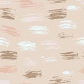 Seamless nude vector handmade abstract brush strokes background. Ink grunge pattern