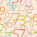 Seamless numbers pattern, vector illustration
