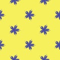 Seamless nursery pattern with deep blue flowers