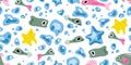 Seamless Ocean Pattern with Fish and Starfish Royalty Free Stock Photo