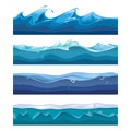 Seamless ocean, sea, water waves vector