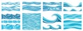 seamless ocean wave vector pattern set Royalty Free Stock Photo