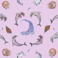 Seamless ocean world pattern