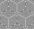 Seamless optical ornamental pattern with three-dimensional geometric figures. Intertwine black and white composition.