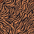 Orange tiger stripe pattern on black. Royalty Free Stock Photo