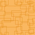 Seamless orange pattern. Abstract geometric background. Linear structure from rectangles with rounded corners. Vector