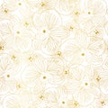 Seamless orchid pattern in gold and white colors