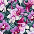Seamless orchid pattern for packaging mockup Royalty Free Stock Photo
