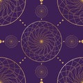 Seamless oriental pattern Gold smooth lines on a dark background Geometrical ornament of gold circles Abstract background Royalty Free Stock Photo