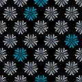 Seamless original floral pattern on black background