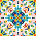 Seamless ornament from bright elements. Vector pattern in maiolica style Royalty Free Stock Photo