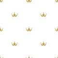 Seamless ornament with golden crowns on white background. Royal, luxury, vip, first class Royalty Free Stock Photo