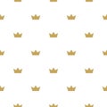 Seamless ornament with golden crowns on white background. Royal, luxury, vip, first class Royalty Free Stock Photo