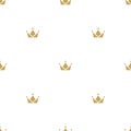 Seamless ornament with golden crowns on white background. Royal, luxury, vip, first class Royalty Free Stock Photo