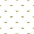 Seamless ornament with golden crowns on white background. Royal, luxury, vip, first class Royalty Free Stock Photo