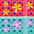Seamless ornament with hearts and flowers isolated on background