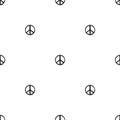 Seamless ornament with paint brush peace sign. Pacifist, happy, peace pattern.