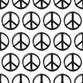 Seamless ornament with paint brush peace sign. Pacifist, happy, peace pattern.