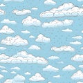 Seamless ornament, texture, cartoon clouds on a blue background