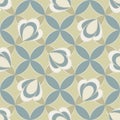 Seamless ornamental floral pattern with abstract flowers in pastel colors. Vector geometric floral background in retro style Royalty Free Stock Photo