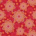 Seamless ornamental oriental pattern with mandala. Laced decorative background with floral and geometric ornament