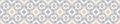 Seamless ornate medallion border pattern in french cream linen shabby chic style. Hand drawn floral damask bordure. Old