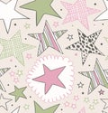 Seamless ornate pattern with stars. Starry hand drawn background. Doodle beautiful template