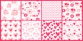 Seamless Ornate Patterns. Set of Valentines Day Vector backgrounds With Hearts and other Decorations.