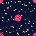 Seamless outer space ufo rocket science kids background pattern