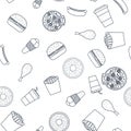 Seamless outline pattern for a fast food restaurant
