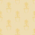 Seamless Outlined Cartoon Sunflower Background