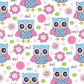 Seamless owl pattern vector illustration Royalty Free Stock Photo