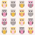 Seamless owls cartoon pattern