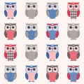 Seamless owls with geometric pattern