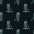 Seamless owls pattern