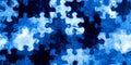 Seamless painted blue jigsaw puzzle camouflage background pattern Royalty Free Stock Photo