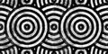 Seamless painted overlapping concentric circle stripes black and white artistic acrylic paint texture background Royalty Free Stock Photo