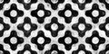 Seamless painted quatrefoil floral diamonds black and white artistic acrylic paint texture background