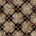Seamless painterly geometric texture abstract background. Variegated brush stroke geo shapes pattern. Brown sepia