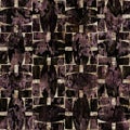 Seamless painterly geometric texture abstract background. Variegated brush stroke geo shapes pattern. Brown sepia
