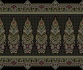 Seamless paisley border on black background with traditional Asian design elements Royalty Free Stock Photo