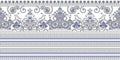 Seamless paisley border on white background with traditional Asian design elements Royalty Free Stock Photo