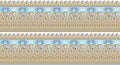 Seamless paisley border on white background with traditional Asian design elements Royalty Free Stock Photo