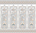 Seamless paisley border on white background with traditional Asian design elements Royalty Free Stock Photo